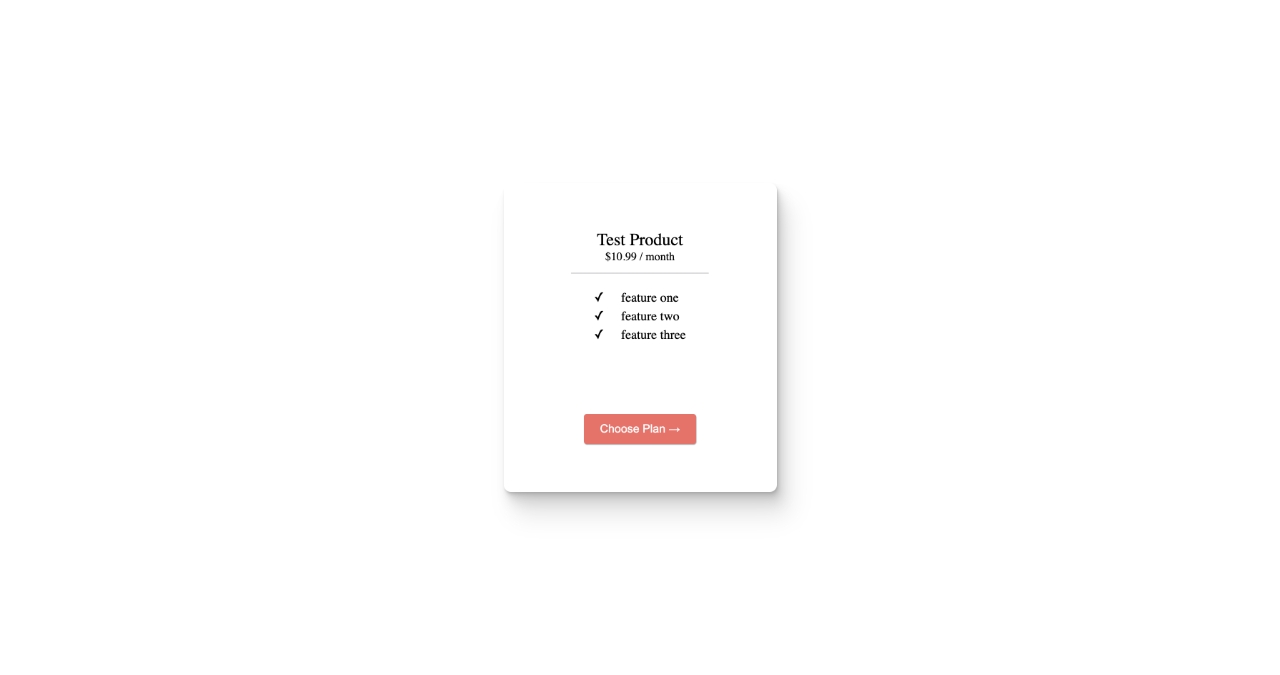 white product card with salmon button on screen with with background